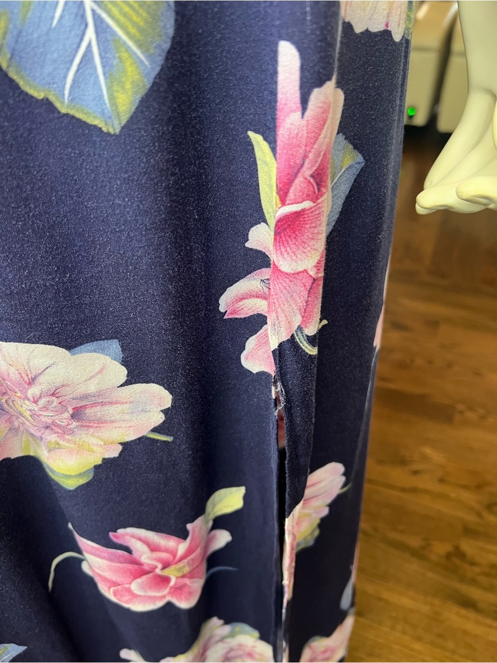 Reformation Navy Floral Tie-Front Maxi Dress with Pink Blooms - Picture 7 of 15